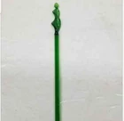 ART GLASS GREEN LEAF TWIST CURLED LONG STEM GLASS FLOWER 7"