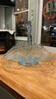 Fenton Blue Glass Basket 10” × 8” Vintage Pressed Glass Manganese UV Glow