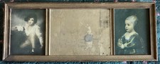Miroir ancien trois panneaux deux tirages images des enfants sur les côtés