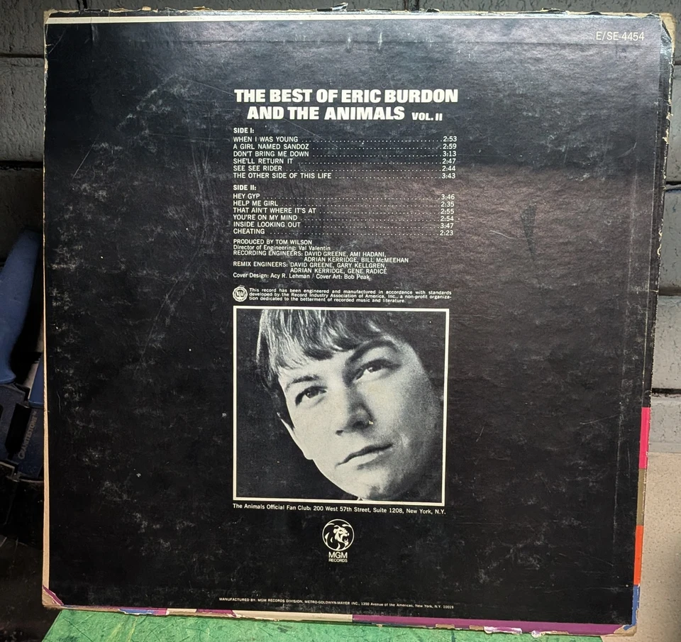 ERIC BURDON and the ANIMALS The Best Of Vol. II 1967 MGM Blues Rock MONO LP EX+ - Image 3 of 3