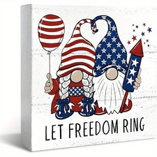 2D July 4Th Decorations Patriotic Box Sign Independence Day Home Office Decor