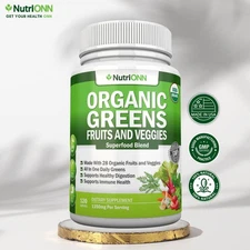 Organic Super Greens - 28 Fruits & Veggies - Immune, Energy & Gut Health Support