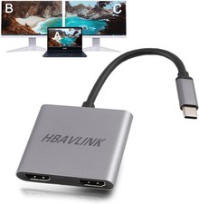 Image of HBAVLINK USB C to Dual HDMI Adapter for Dual Monitor 4K 60Hz USBC MST Hub