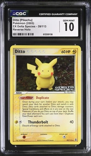 CGC 10 Ditto [Pikachu] EX Delta Species 39/113 Reverse Holo STAMPED Pokemon Card