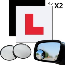 Car Stick On Blind Spot Mirrors Driving Lessons Instructor + Magnetic L Plates 