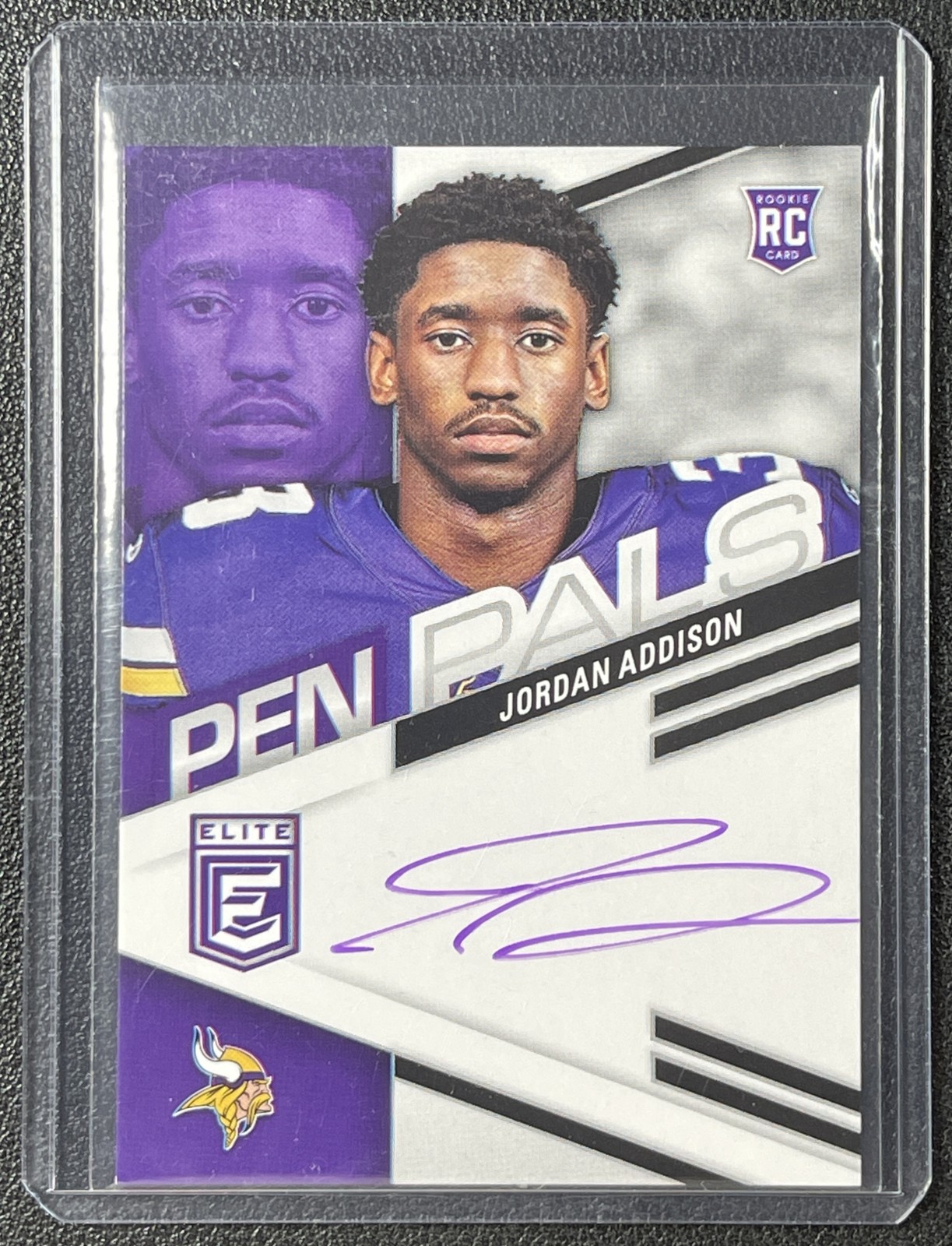 JORDAN ADDISON 2023 PANINI DONRUSS ELITE PPJA PEN PALS PURPLE INK RC ROOKIE AUTO