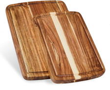Doheny Wood Cutting Board Set | Acacia Edge Grain Cutting Board for Kitchen with