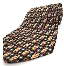 Aquascutum Luxury Tie Geometric Pattern Printed Silk Necktie Made in USA 58 x 4