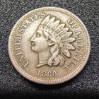 1860 Indian Head Cent 1c - Pointed Bust - Philadelphia Mint - VF+ Condition