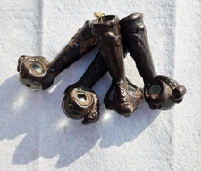 Antique Claw & Glass Ball Furniture Feet Set of 4 – Cast Metal, Clean Glass