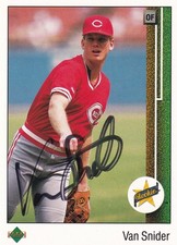 Van Snider 1989 Upper Deck Rookie RC Reds SIGNED CARD AUTOGRAPHED. rookie card picture