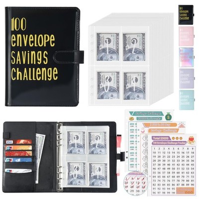100 Envelope Challenge Binder A5 Money Savings Challenges Book with Cash Enve...