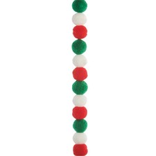 6' RED  GREEN POM POM GARLAND 25