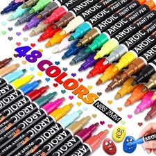 AROIC 48 Pack Oil-Based Paint Markers Medium 1 Count (Pack of 48), 48 Colors 