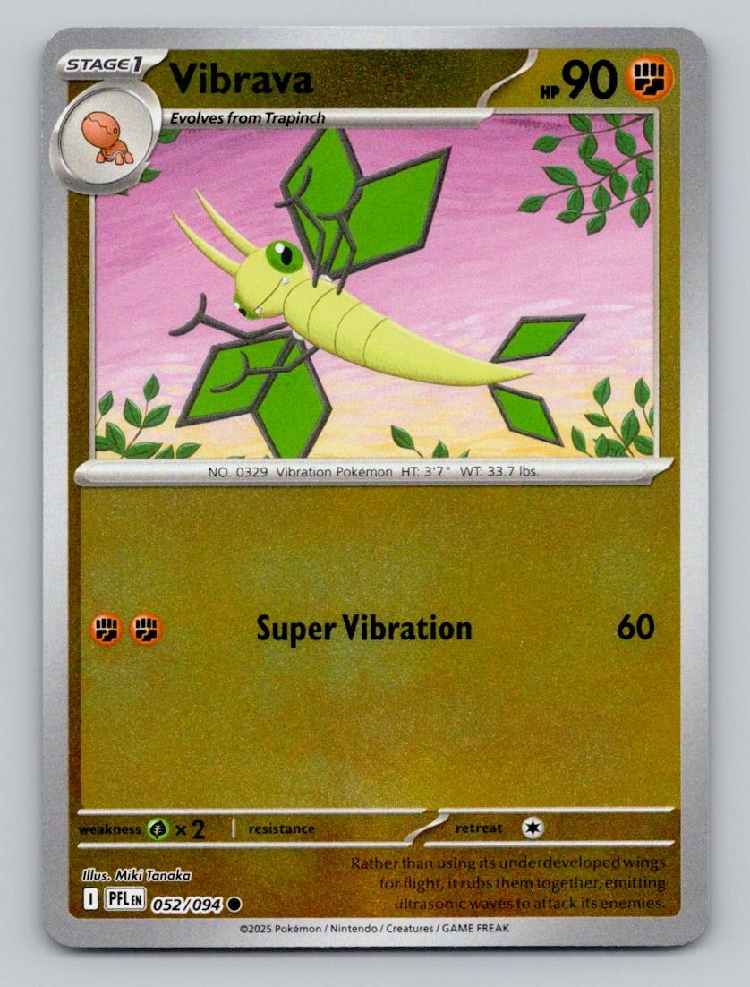 Reverse Holo Vibrava 052/094 Common Phantasmal Flames Pokemon