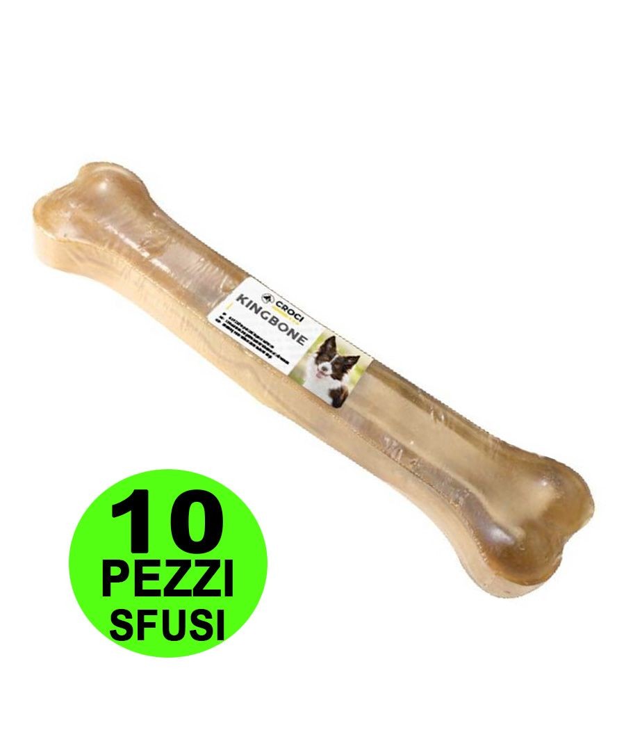 Offerta 10 Ossa per Cani Croci King Bone 25 cm | Pelle Bovina 2.4kg