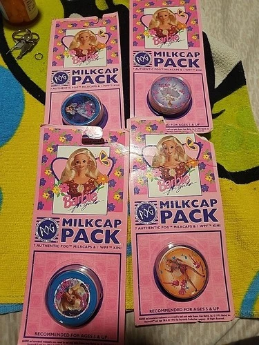 1995 Barbie Pog Milkcaps 4 Packs - VINTAGE COLLECTIBLE