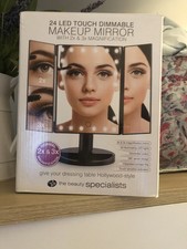 Rio!  24 LED Tri-Fold Makeup Mirror, Dimmable Lights, 3X/2X Magnification.