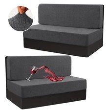 100 Waterproof RV Dinette Cushion Covers Elastic Camper Cushion 2 Set Grey
