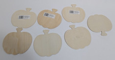 Lot of 7 Natural Wood Unpainted Halloween Pumpkin Arts and Crafts Cutout Shape