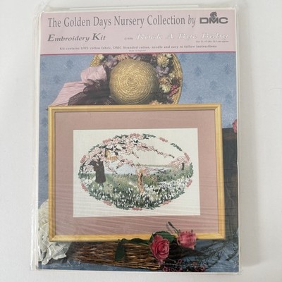 Vintage DMC Stickpackung Golden Days Nursery Collection Rock A Bye Baby selten