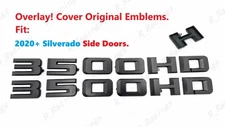 OVERLAY 2pc Matte Black Side Doors 3500HD Letters Emblem 2020+ Silverado 3500 HD