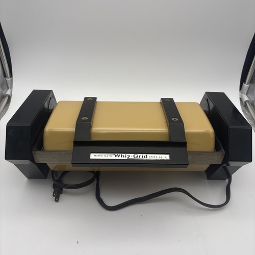 Vintage 1970s MCM Yellow Mirro Matic WHIZ GRID Speed Sandwich Panini Press Works