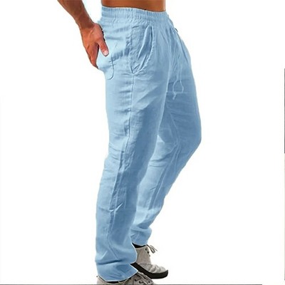 Men's Summer Cotton Pants - Breathable, Solid Color, Comfortable Sweatpants