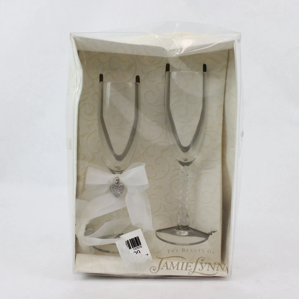 Lot 2 Coupes à Champagne Champagne Flûte Mariée & Groom Verre Clair Cadeau - Photo 1/4