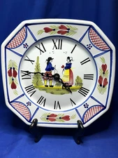 Henriot Quimper French pottery Blue Mistral pattern wall clock