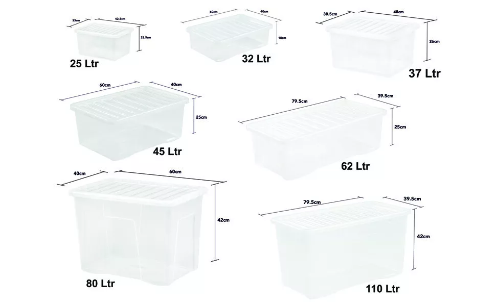 Large Crystal Clear Plastic Containers Home Storage Boxes with Lids - Made  in UK