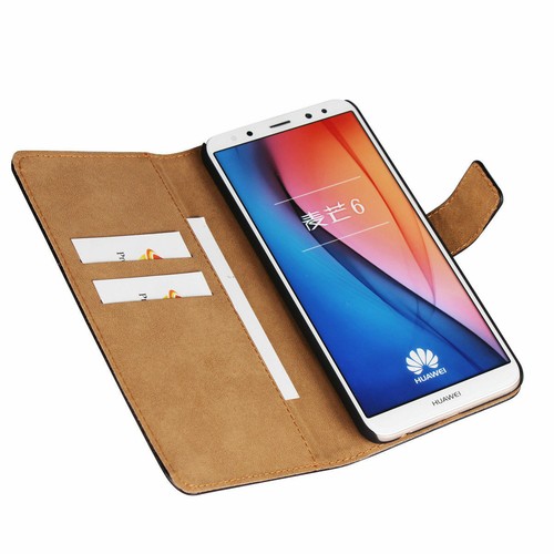 UK Luxury black real leather stand case with card slot for HUAWEI MOBILE - Picture 6 of 10