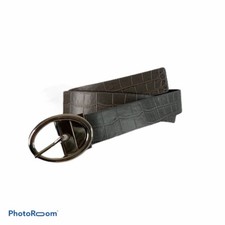 Animal print Belt Gray Black Unisex Women's L Silver Chrome Buckle NWT