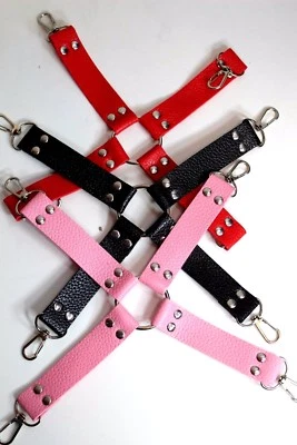 MY GUILTY PLEASURE ONLINE 4-Hook Cross Strap Heavy Duty Bondage Hogtie-Black Pink Red - Hog Tie Restraint