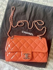 Chanel Orange Patent Leather Classic Flap Bag