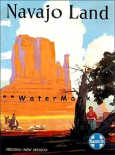 Santa Fe Railroad 1954 Navajo Land Vintage Poster Tourism Train USA Print 