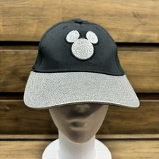 Disney Mickey Mouse Hat Black w/Silver Glitter Women/Ladies - Adjustable