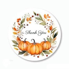 Autumn Pumpkins Thank You Favors Envelope Seals Labels Scrapbook Stickers