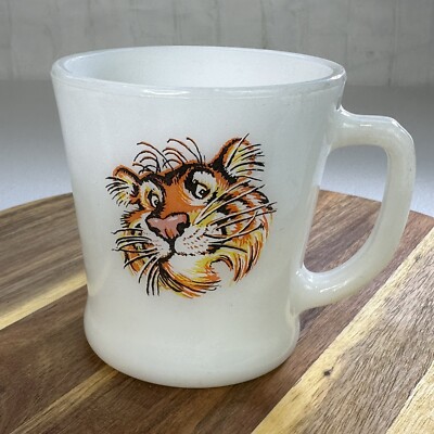 Vintage Anchor Hocking Fire King Esso Tony The Tiger Milk Glass