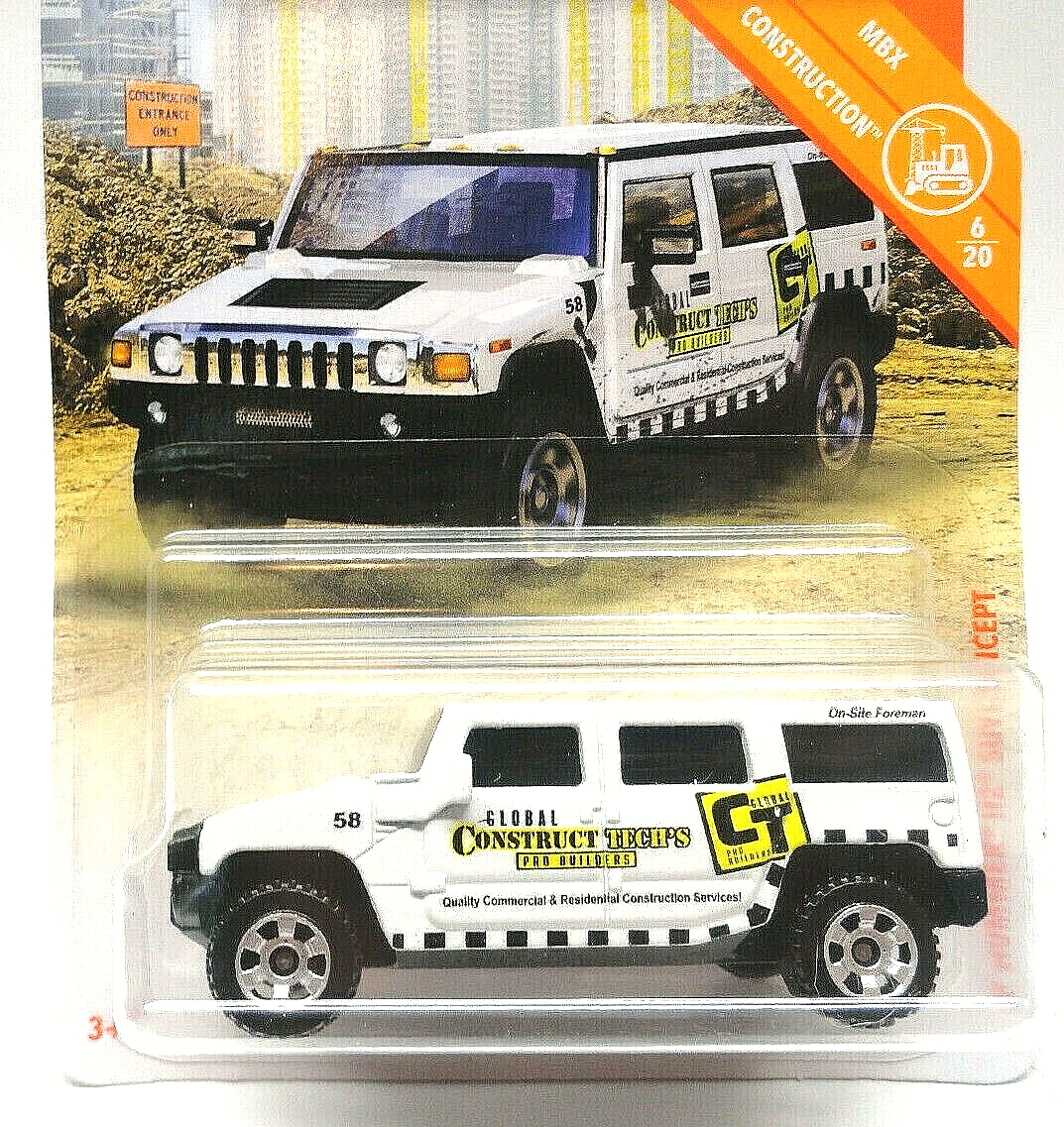 Jouet Miniature Matchbox 1/64 – Hummer H2 Concept 2002, Couleur Blanc, Série Mainlines 2019