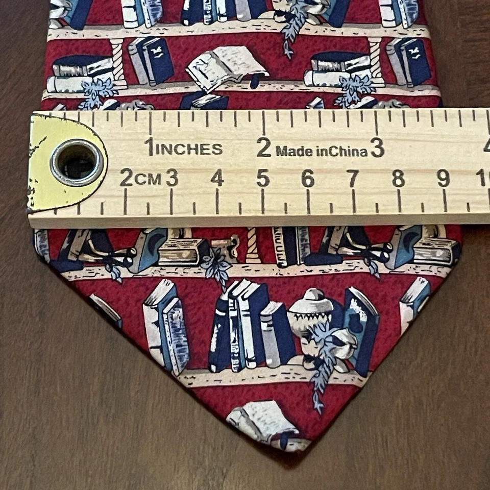 Artefatos de museu feitos à mão 100% seda gravata masculina estampa de livro - Imagem 4 de 4