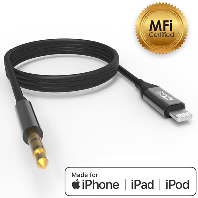 iDARS Apple MFi Certified 3.5mm Audio Cable With Lightning Connector - Black