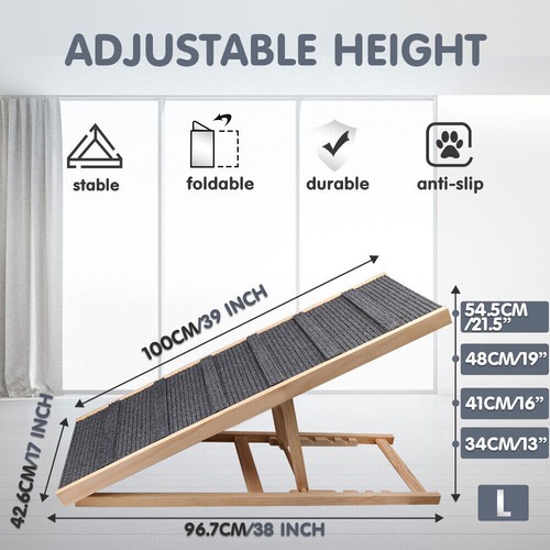 Dog Pet Ramp Adjustable Foldable Stairs Steps For Bed Sofa Car Antiskid 100cm - Picture 7 of 10