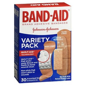 Johnson&Johnson band-aid variety pack bandages assorted sizes - 30 ct (381370048480)