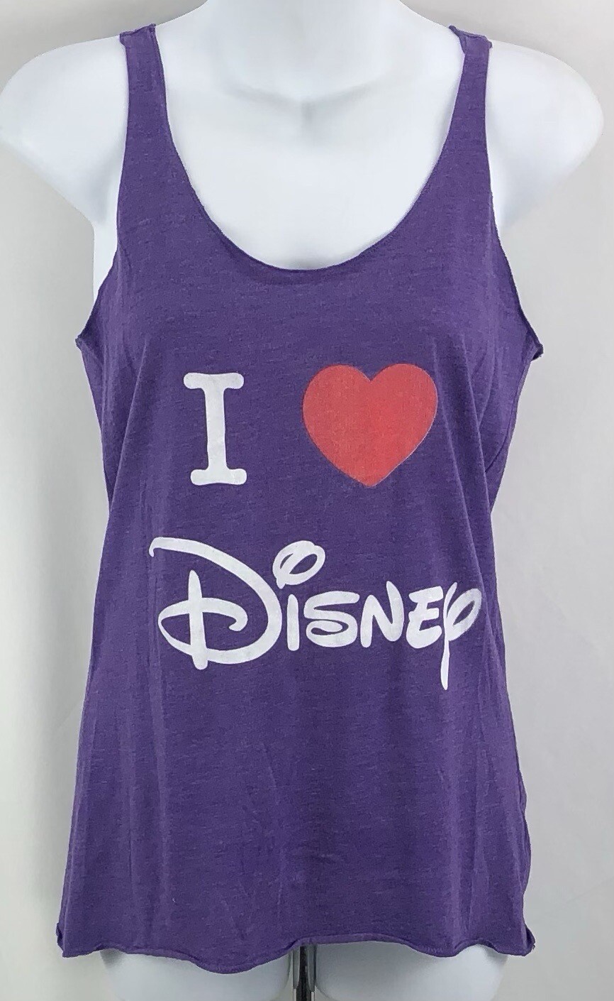 Disney Racerback Tank Top S Purple I LOVE DISNEY Graphic Tee ScoopNeck Kids Core