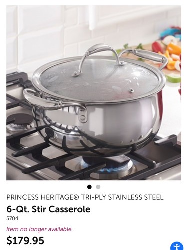 PRINCESS Heritage® triple capa acero inoxidable 6 cuartos Cazuela Stir 5704 NUEVA $179.95 - Imagen 11 de 11