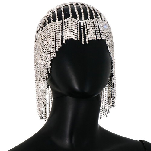 Punk Rhinestone Fringed Hair Chain Headband Crystal Bridal Headwear Headpiece - Picture 22 of 45