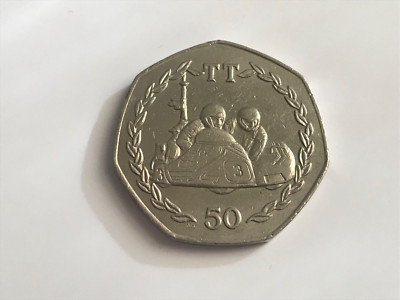 1984 ISLE OF MAN TT MIKE BODDICE SIDECAR CIRCULATED 50 FIFTY PENCE COIN ...