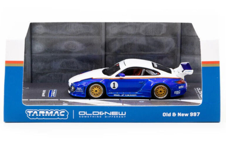 Tarmac Works HOBBY64 Сине-белый Старый и новый автомобиль Porsche 997 в масштабе 1:64, изготовленный на заказ