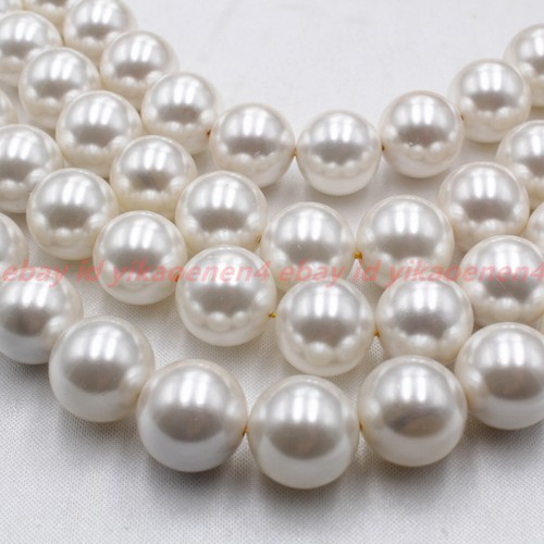 Huge Pretty Natural 20mm White Shell Pearl Gemstone Round Loose Beads 15''Strand - Picture 2 of 12